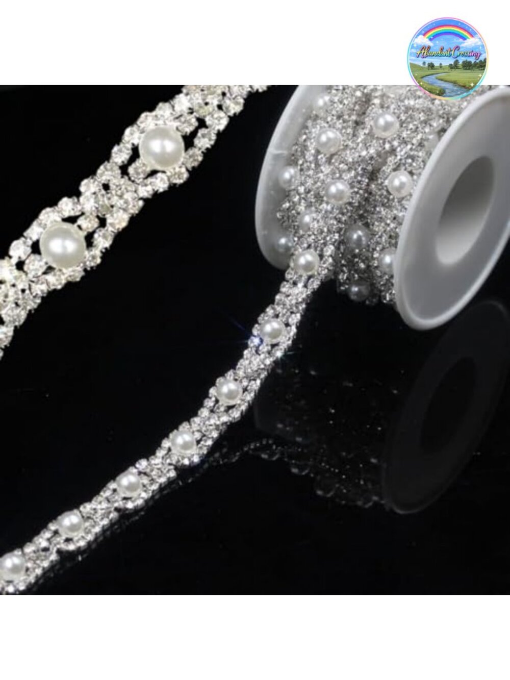 2 Yards Pearl Rhinestone Trim Chain Crystal Fringe Tassel for Sewing Wedding